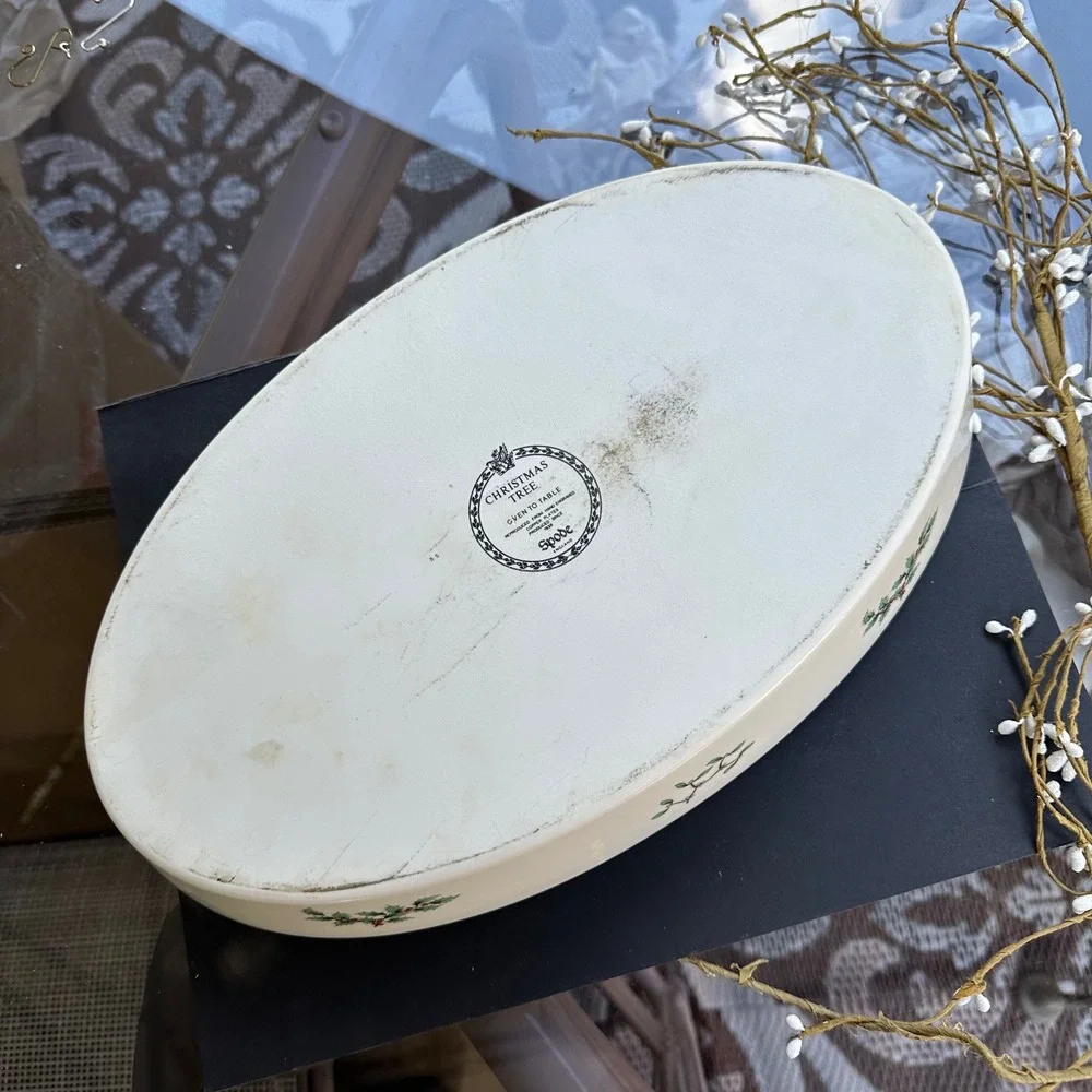 Spode CHRISTMAS TREE Large Oval Baker Roadting Dish Oven To Table 14.5 X 9 X 2